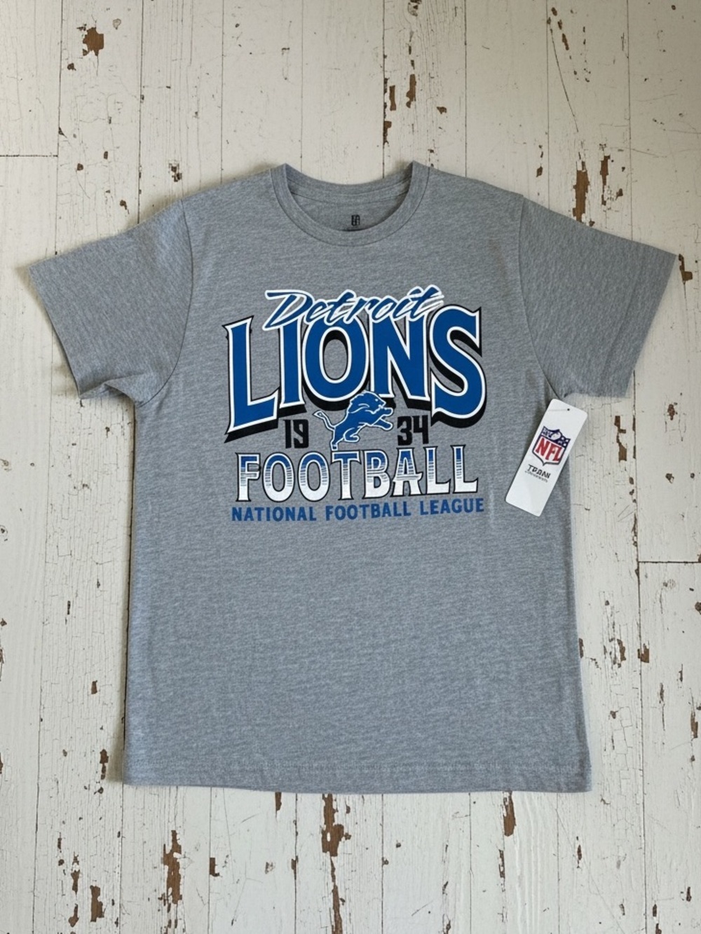 NFL Detroit Lions National Football Ball League Gray Short Sleeve T-Shirt 12/14
